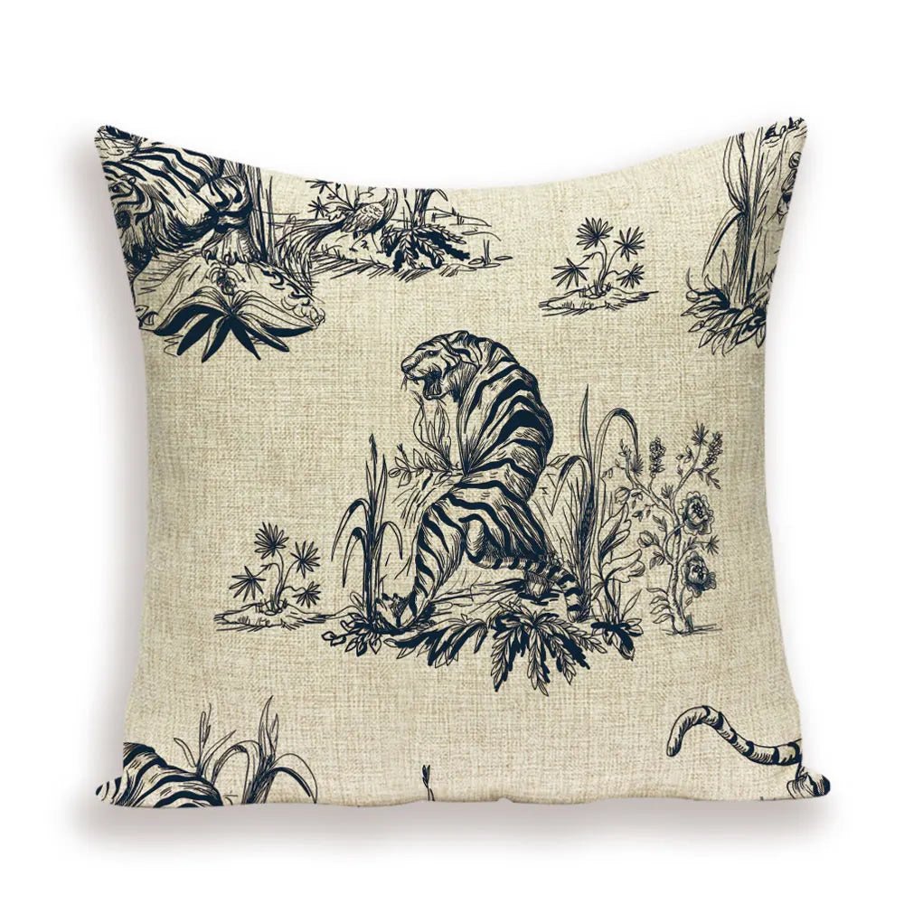 Housse De Coussin Chinois Tigre Traditionnel - Maison Coussin