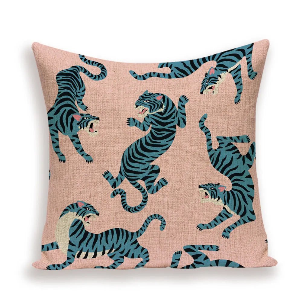 Housse De Coussin Chinois Tigres Bleus - Maison Coussin