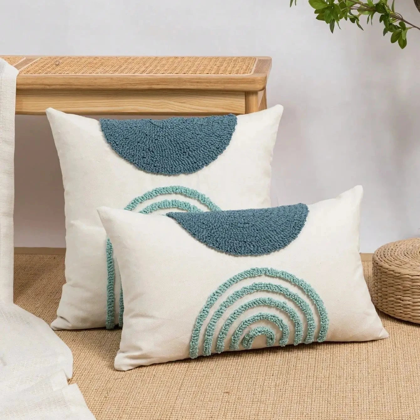 Housse De Coussin Esprit Bohème Bleu - Maison Coussin