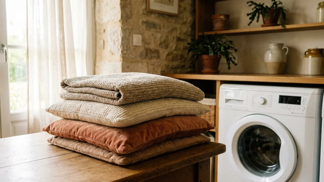 Comment laver une housse de coussin sans l'abîmer (machine, main, par matière) - Maison Coussin
