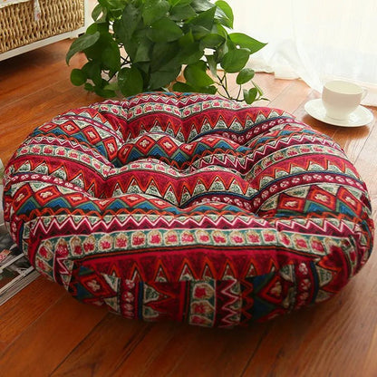 Coussin De Sol Rond Boheme Rouge Kilim - Maison Coussin