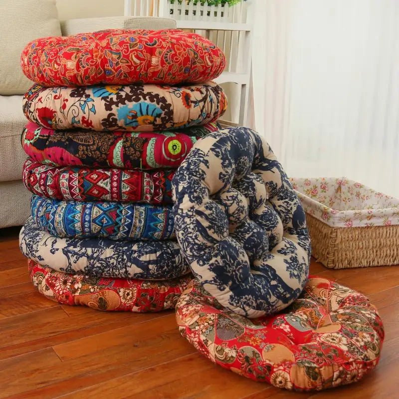 Coussin De Sol Rond Boheme Style Vintage - Maison Coussin