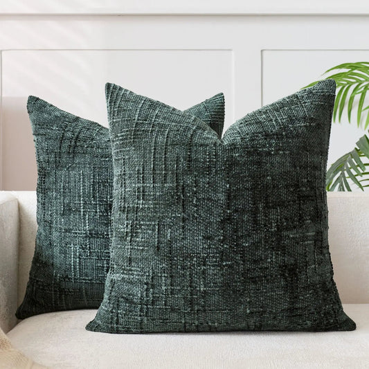 House De Coussin Chenille Vert Foncé - Maison Coussin