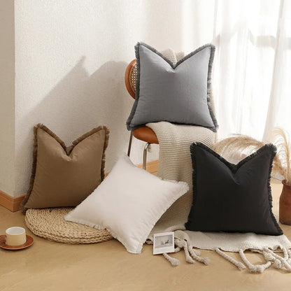 Housse De Coussin à Franges Rouge - Maison Coussin
