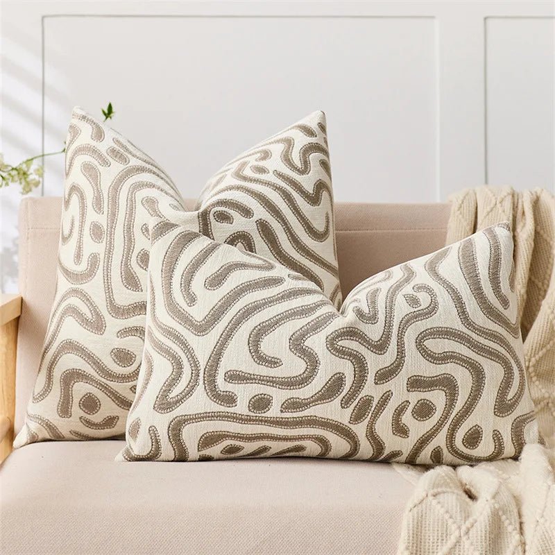 Housse De Coussin Abstrait Beige - Maison Coussin