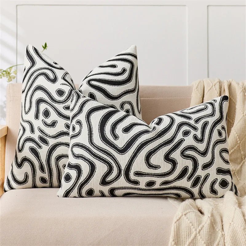 Housse De Coussin Abstrait Blanc - Maison Coussin
