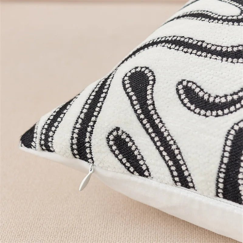 Housse De Coussin Abstrait Blanc - Maison Coussin