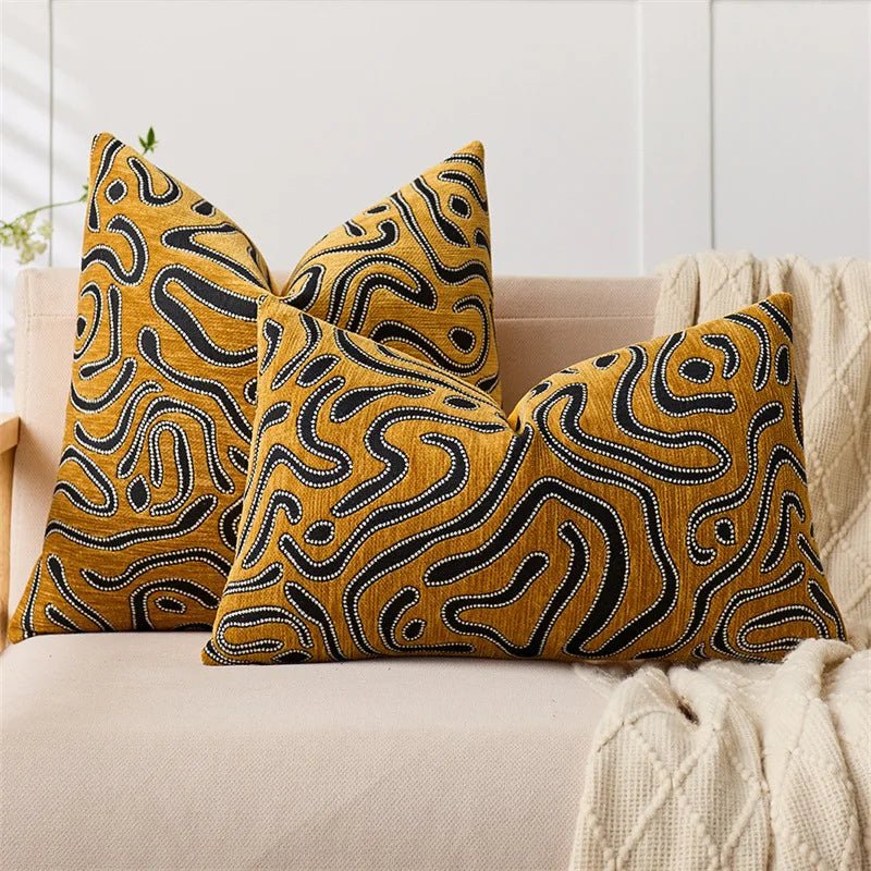 Housse De Coussin Abstrait Jaune - Maison Coussin