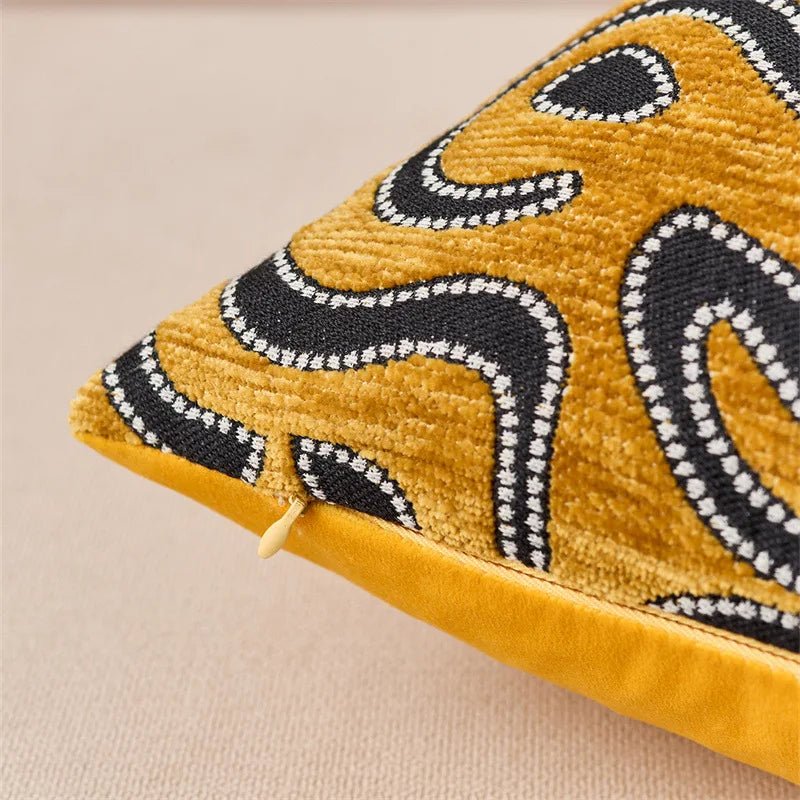 Housse De Coussin Abstrait Jaune - Maison Coussin