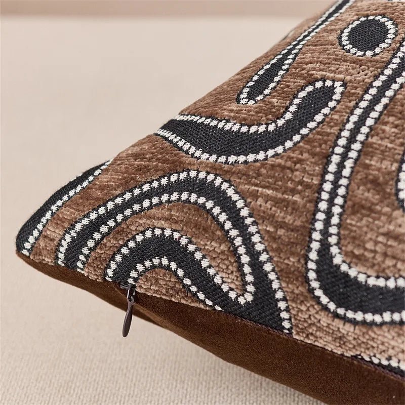 Housse De Coussin Abstrait Marron - Maison Coussin