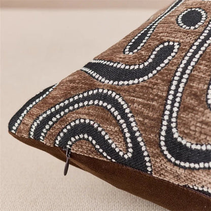 Housse De Coussin Abstrait Marron - Maison Coussin