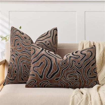 Housse De Coussin Abstrait Marron - Maison Coussin