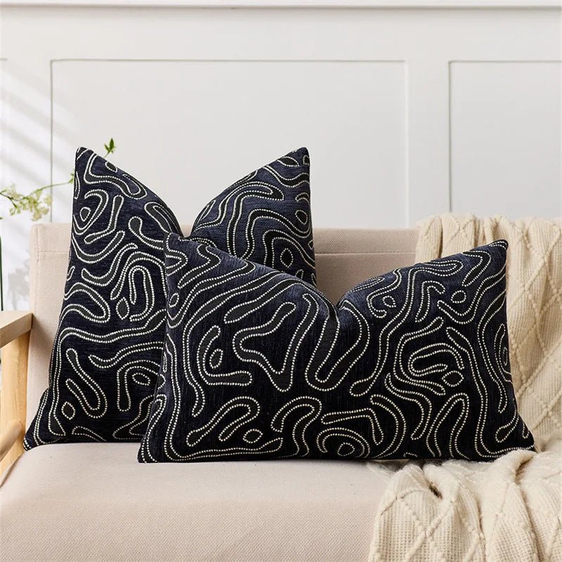 Housse De Coussin Abstrait Noir - Maison Coussin