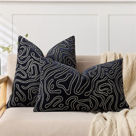 Housse De Coussin Abstrait Noir - Maison Coussin