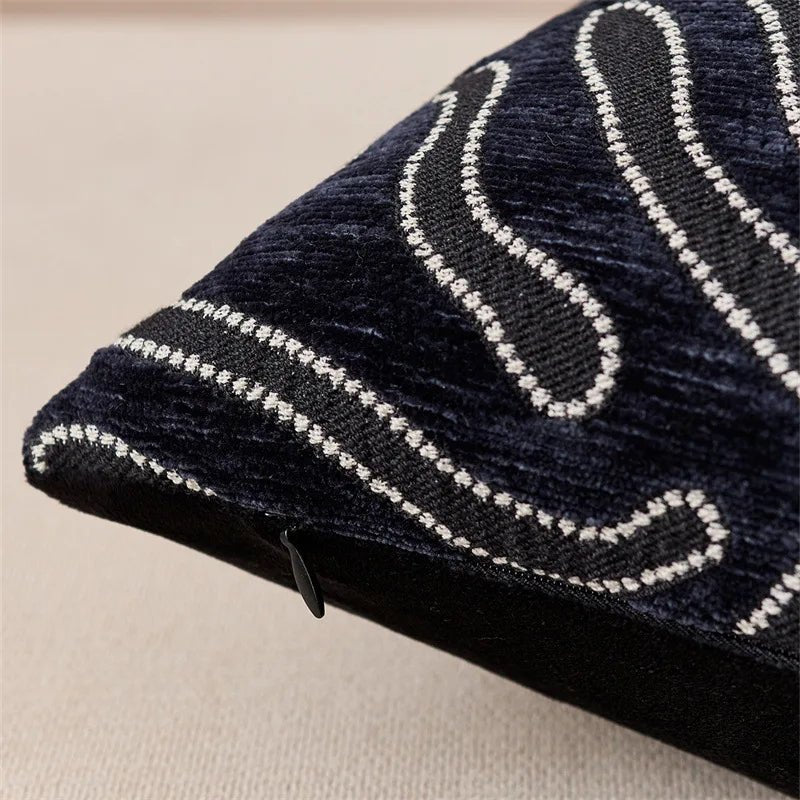 Housse De Coussin Abstrait Noir - Maison Coussin