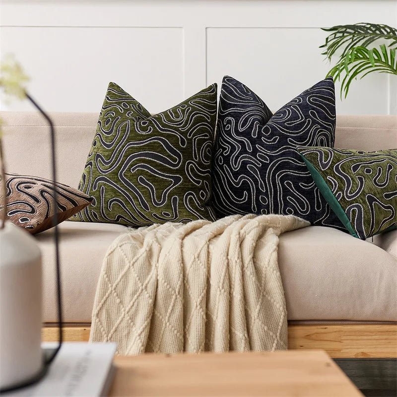 Housse De Coussin Abstrait Vert - Maison Coussin