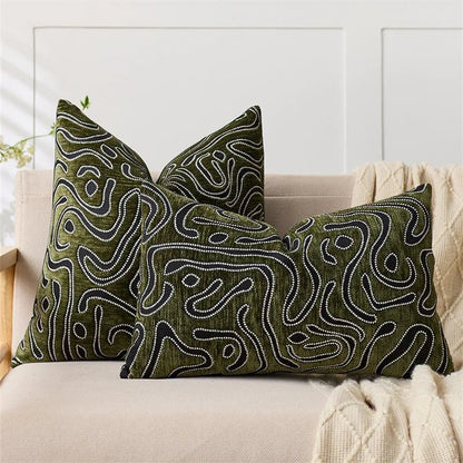 Housse De Coussin Abstrait Vert - Maison Coussin