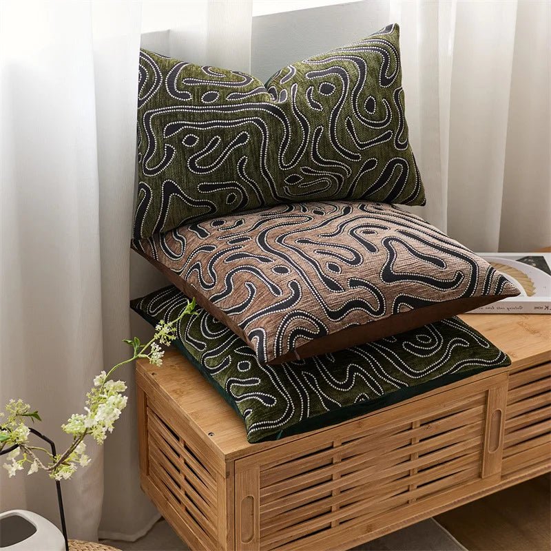 Housse De Coussin Abstrait Vert - Maison Coussin