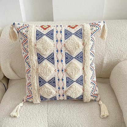 Housse De Coussin Bohème à Franges Motifs Berbères - Maison Coussin