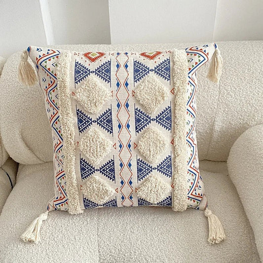 Housse De Coussin Bohème à Franges Motifs Berbères - Maison Coussin