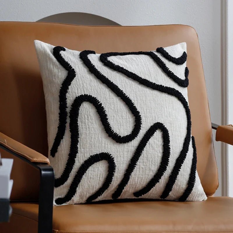 Housse De Coussin Boheme Beige & Noir - Maison Coussin