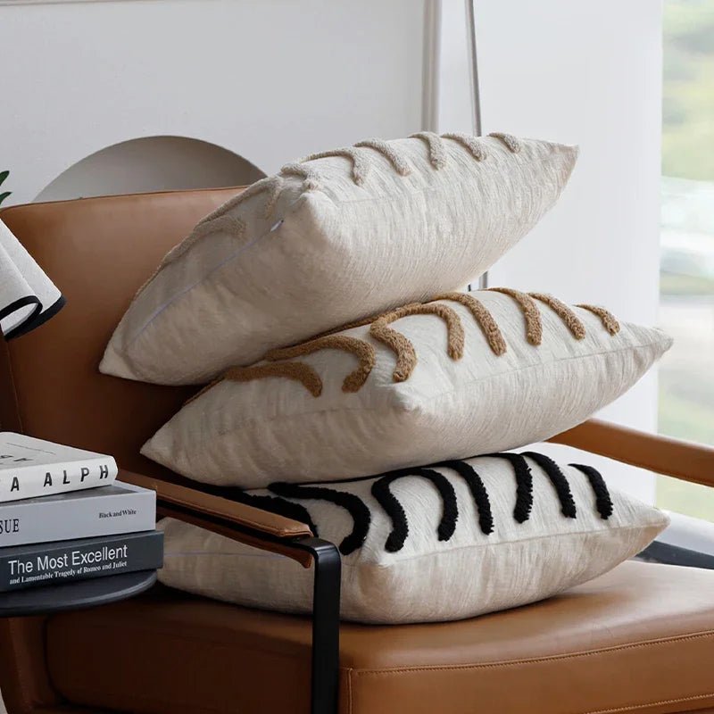 Housse De Coussin Boheme Beige & Noir - Maison Coussin