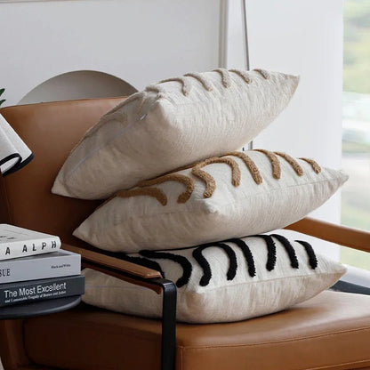 Housse De Coussin Boheme Chic Beige & Noir - Maison Coussin