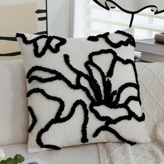 Housse De Coussin Boheme Chic Beige & Noir - Maison Coussin