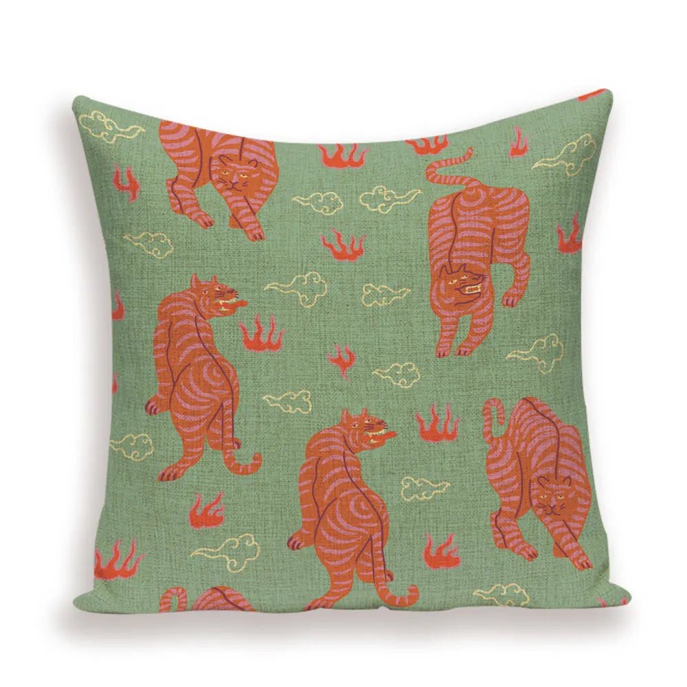 Housse De Coussin Chinois Tigre Feng Shui - Maison Coussin
