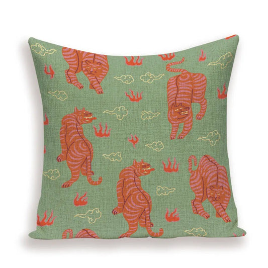 Housse De Coussin Chinois Tigre Feng Shui - Maison Coussin