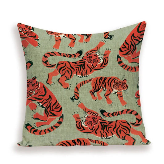 Housse De Coussin Chinois Tigre Impérial - Maison Coussin