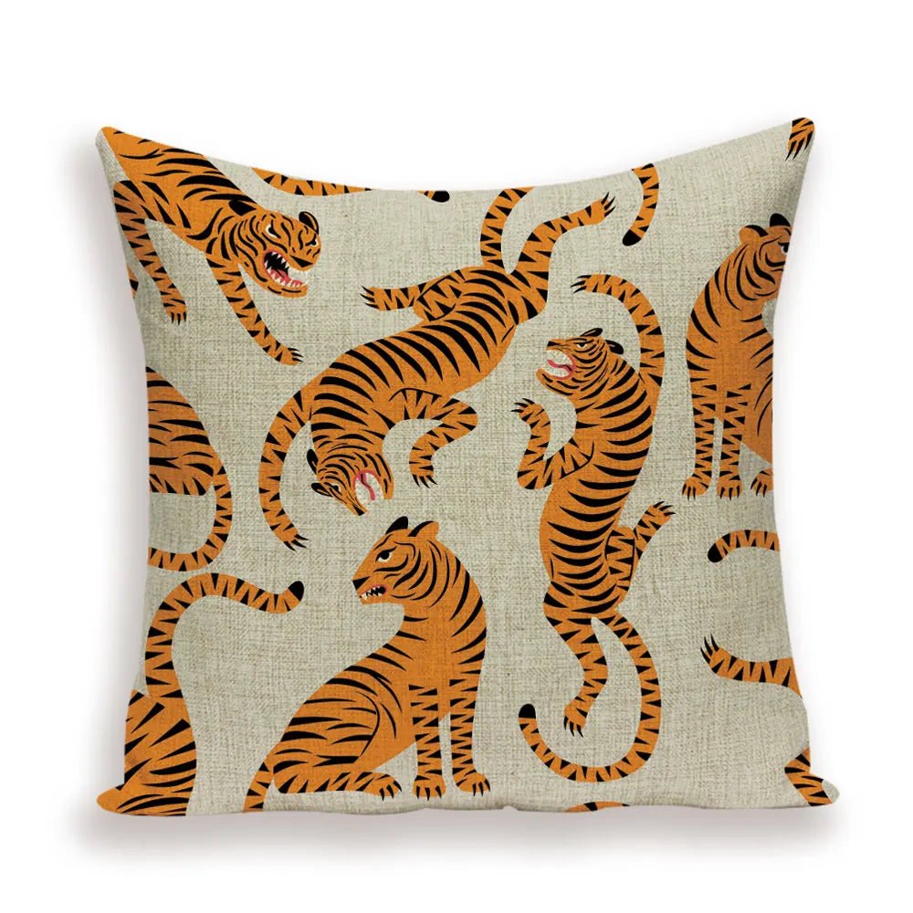 Housse De Coussin Chinois Tigres Sauvages - Maison Coussin