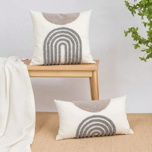 Housse De Coussin Esprit Bohème Gris - Maison Coussin