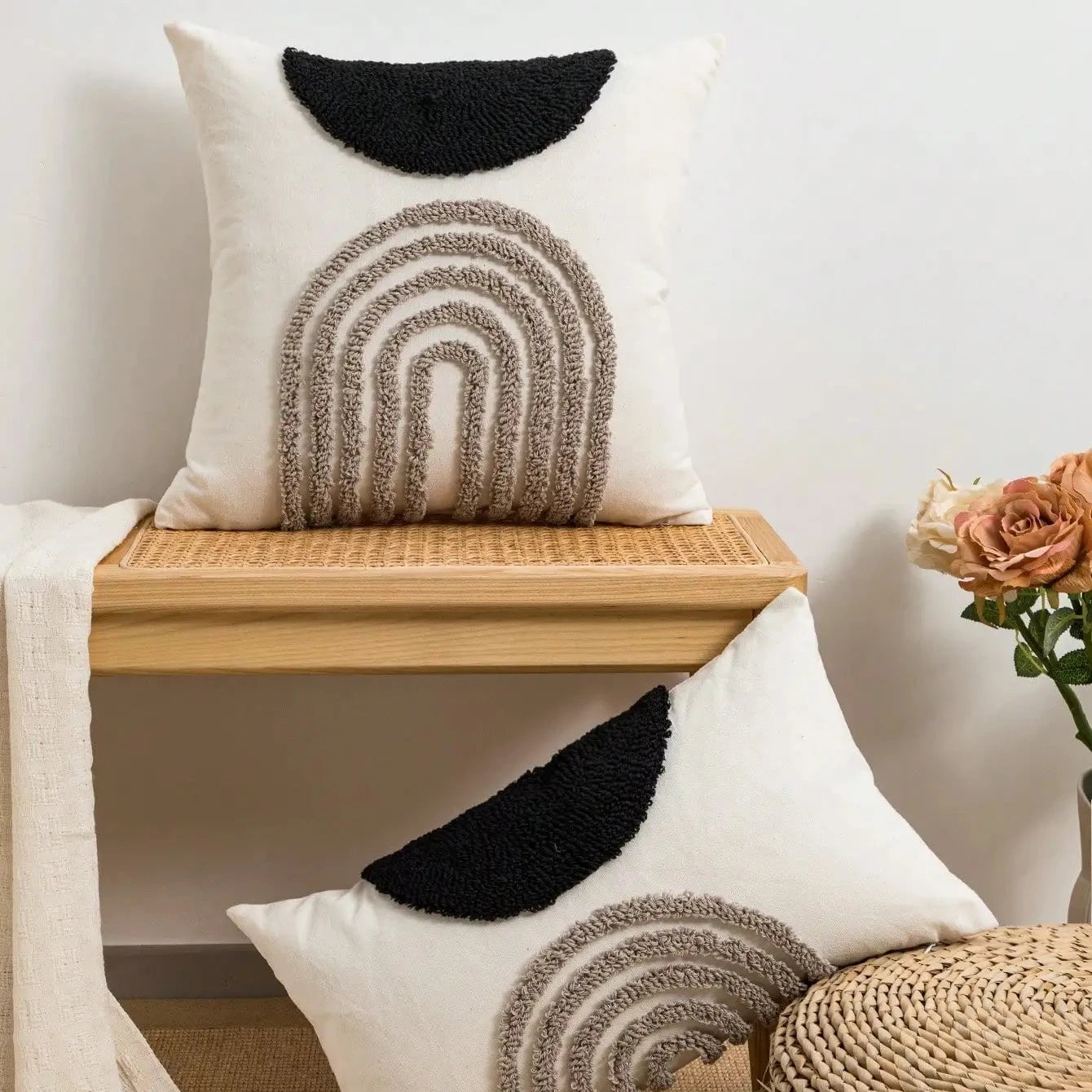 Housse De Coussin Esprit Bohème Noir - Maison Coussin