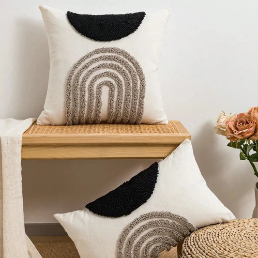 Housse De Coussin Esprit Bohème Noir - Maison Coussin