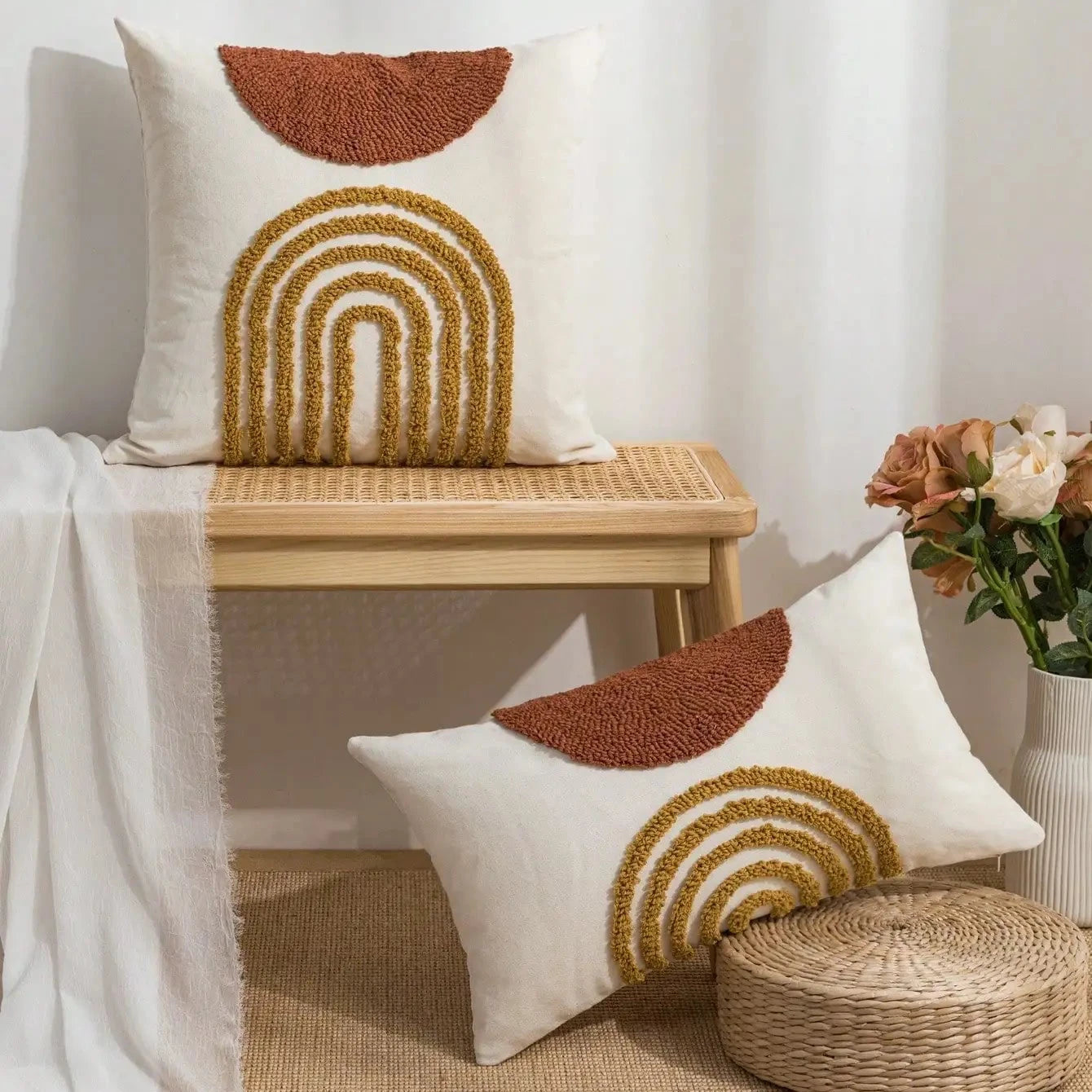 Housse De Coussin Esprit Bohème Terracotta - Maison Coussin