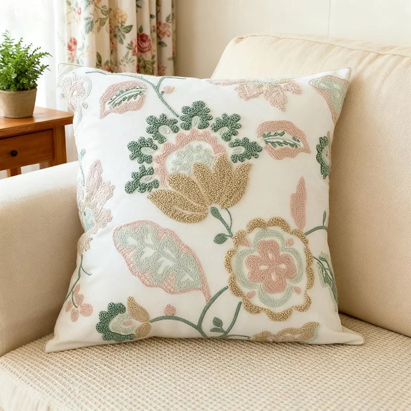 Housse De Coussin Fleuri Chic Printemps - Maison Coussin