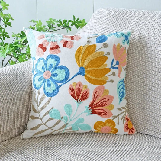 Housse De Coussin Fleuri Coloré - Maison Coussin
