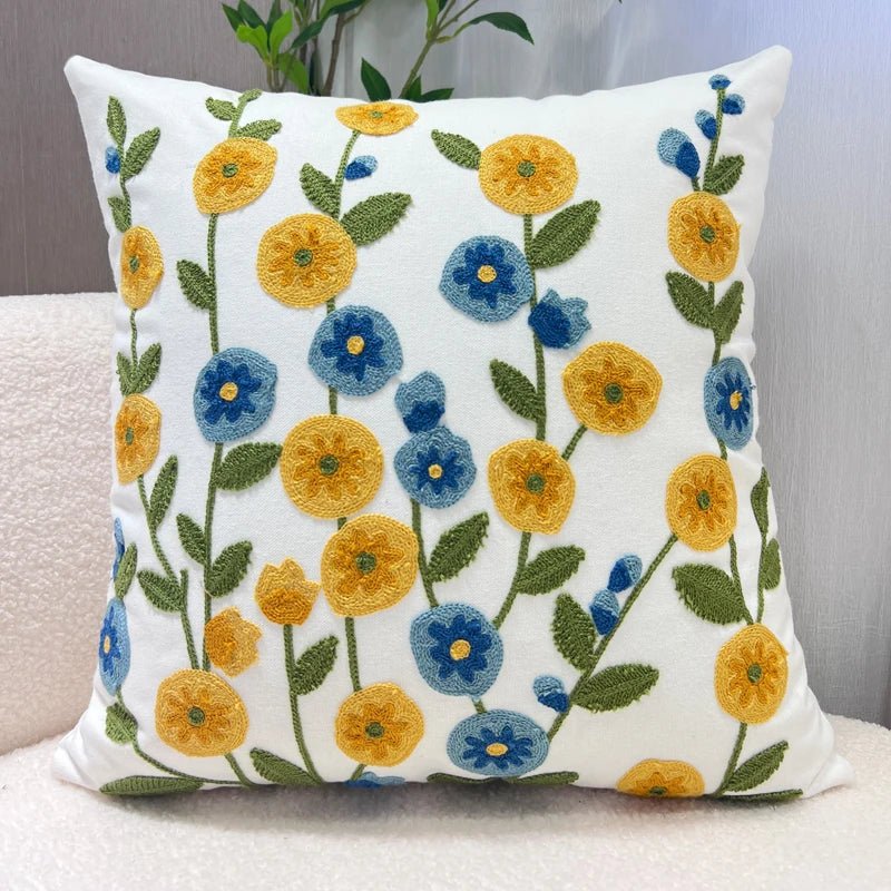 Housse de Coussin Fleuri Fleurs Sauvages - Maison Coussin