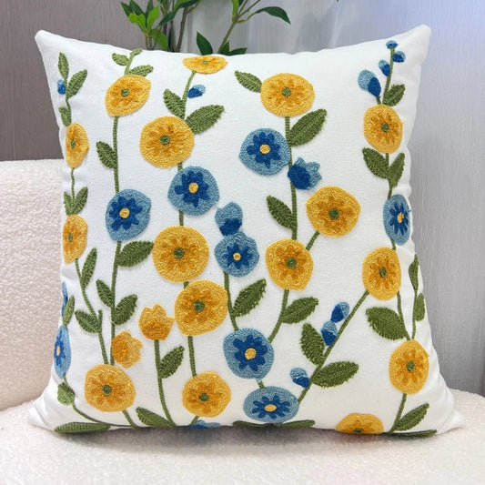 Housse de Coussin Fleuri Fleurs Sauvages - Maison Coussin