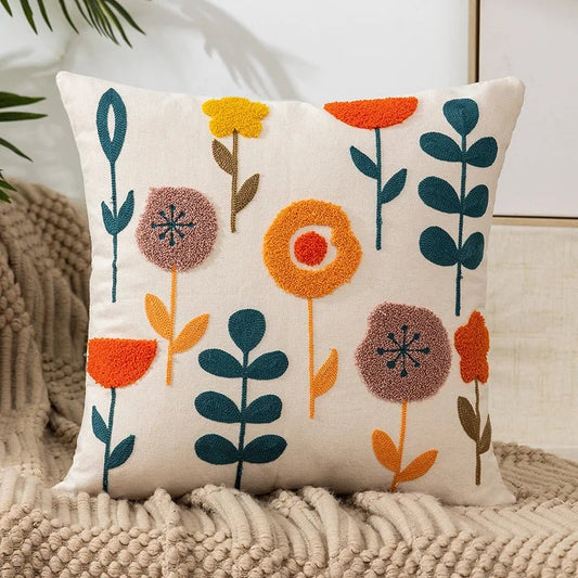 Housse De Coussin Fleuri Scandinave - Maison Coussin