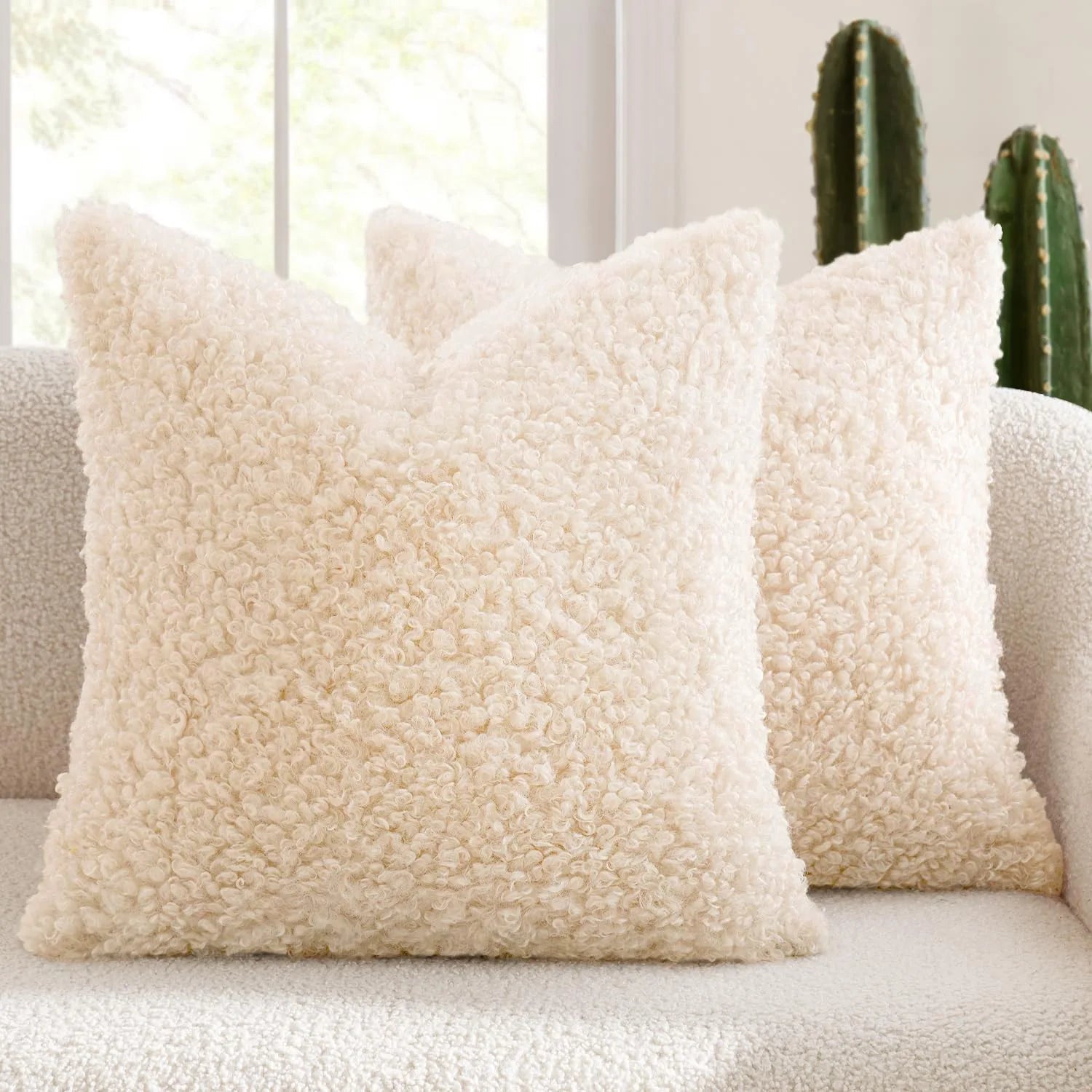 Housse De Coussin Laine Beige - Maison Coussin