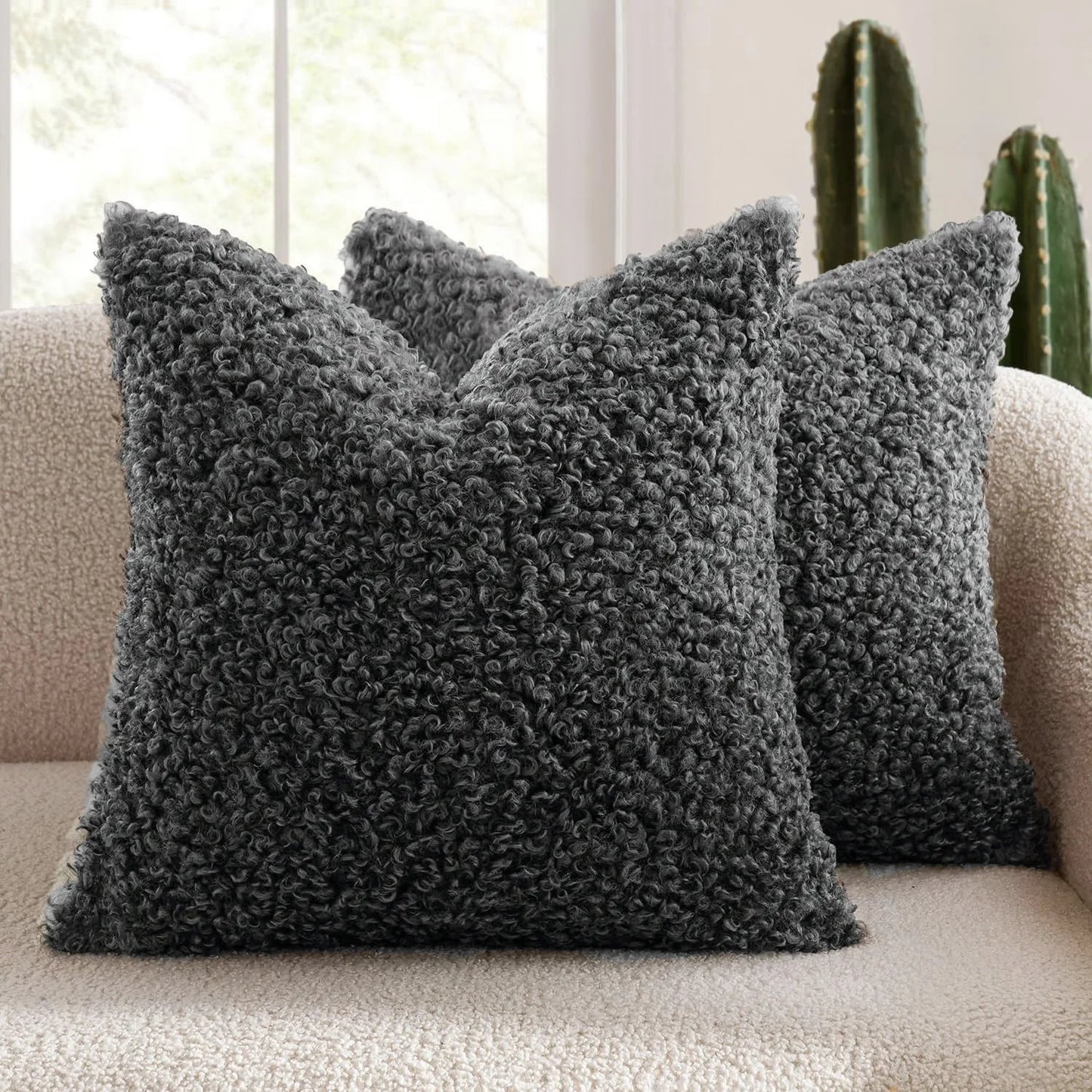 Housse De Coussin Laine Gris - Maison Coussin