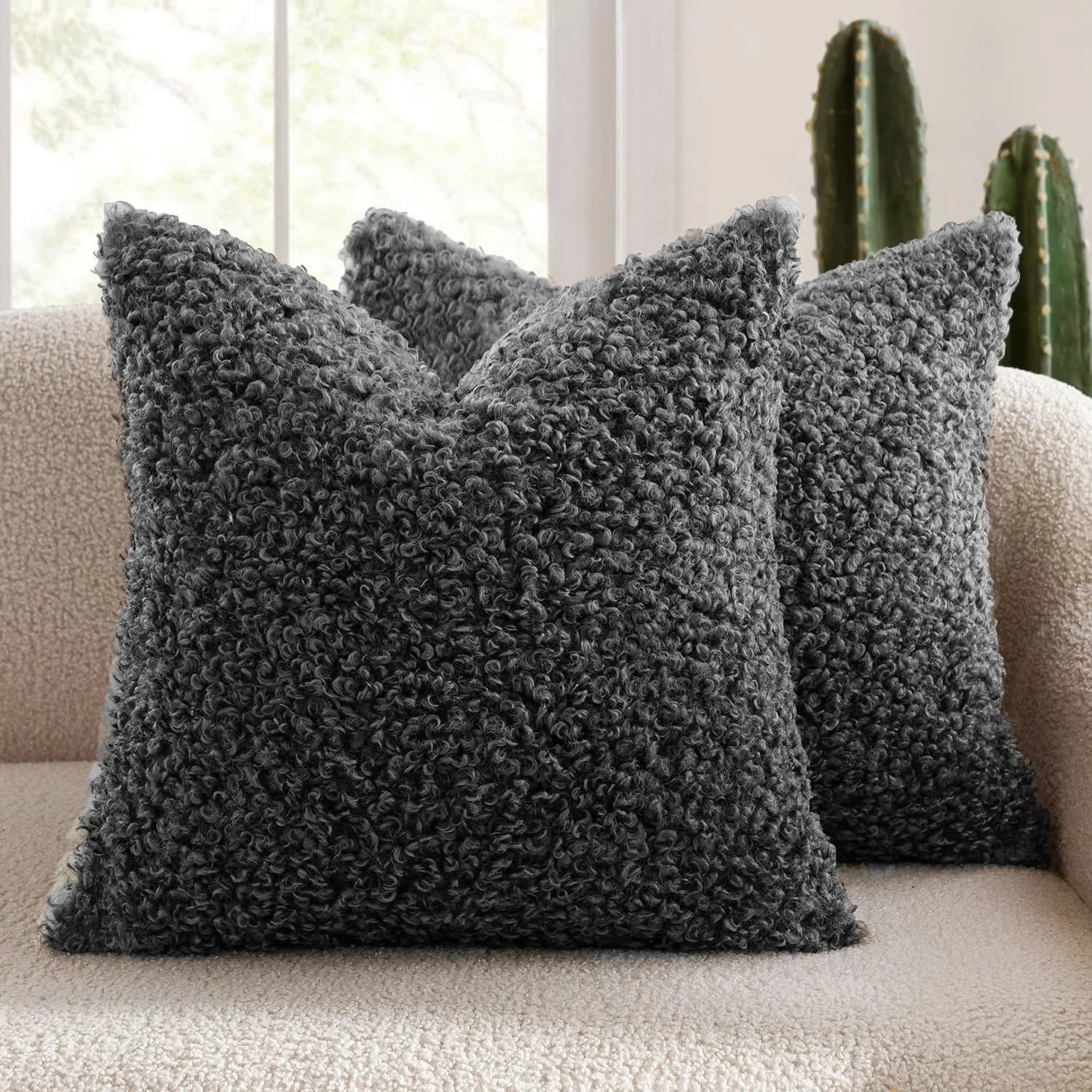 Housse De Coussin Laine Gris - Maison Coussin