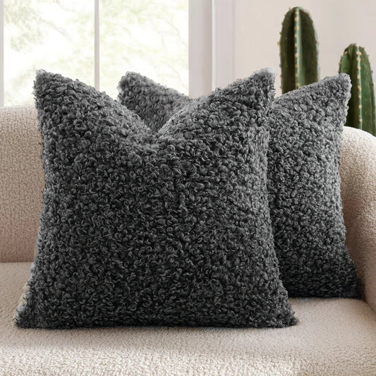 Housse De Coussin Laine Gris - Maison Coussin