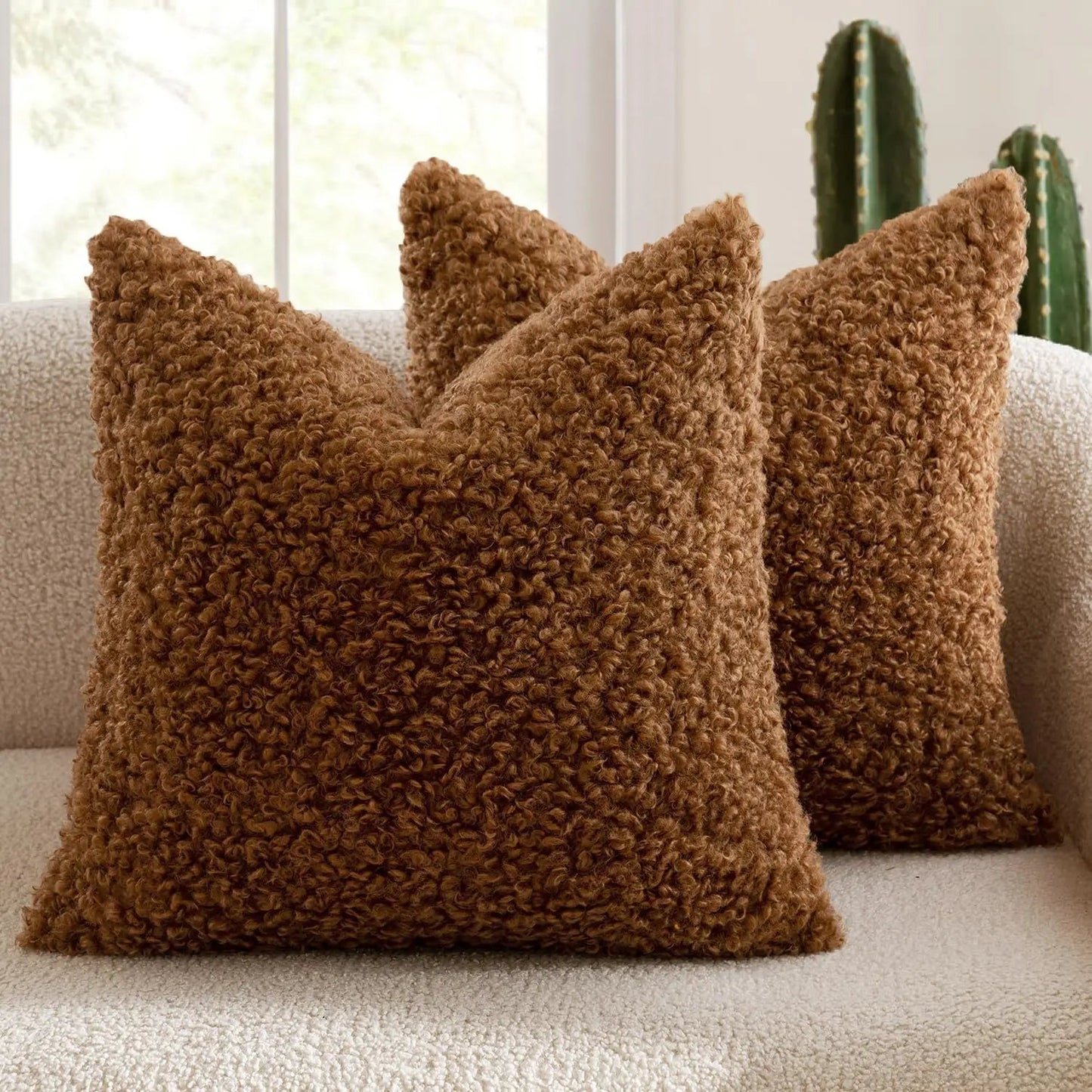 Housse De Coussin Laine Marron - Maison Coussin