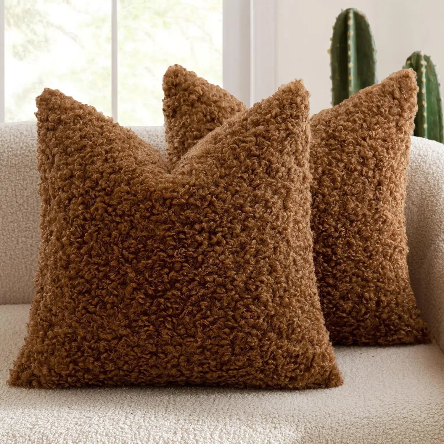 Housse De Coussin Laine Marron - Maison Coussin