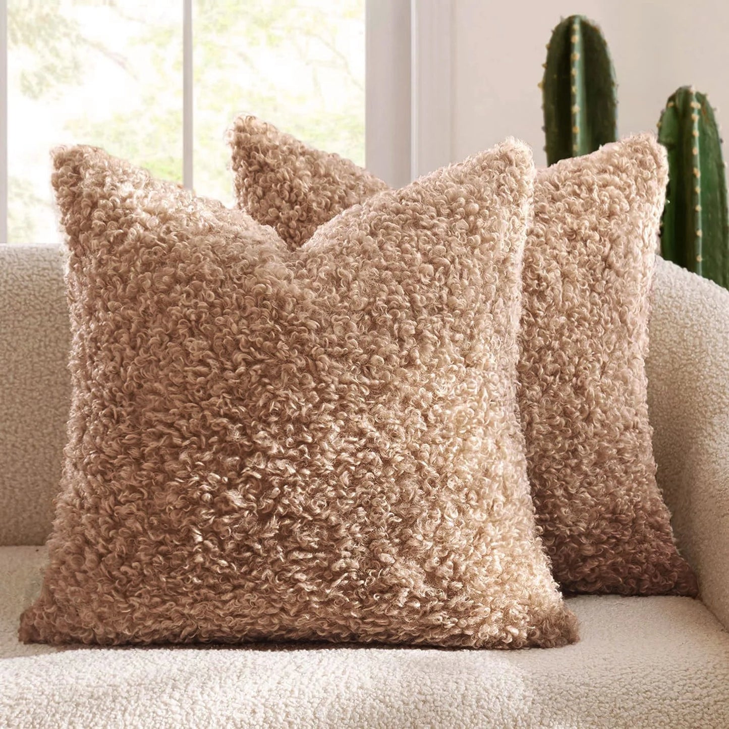 Housse De Coussin Laine Marron Clair - Maison Coussin