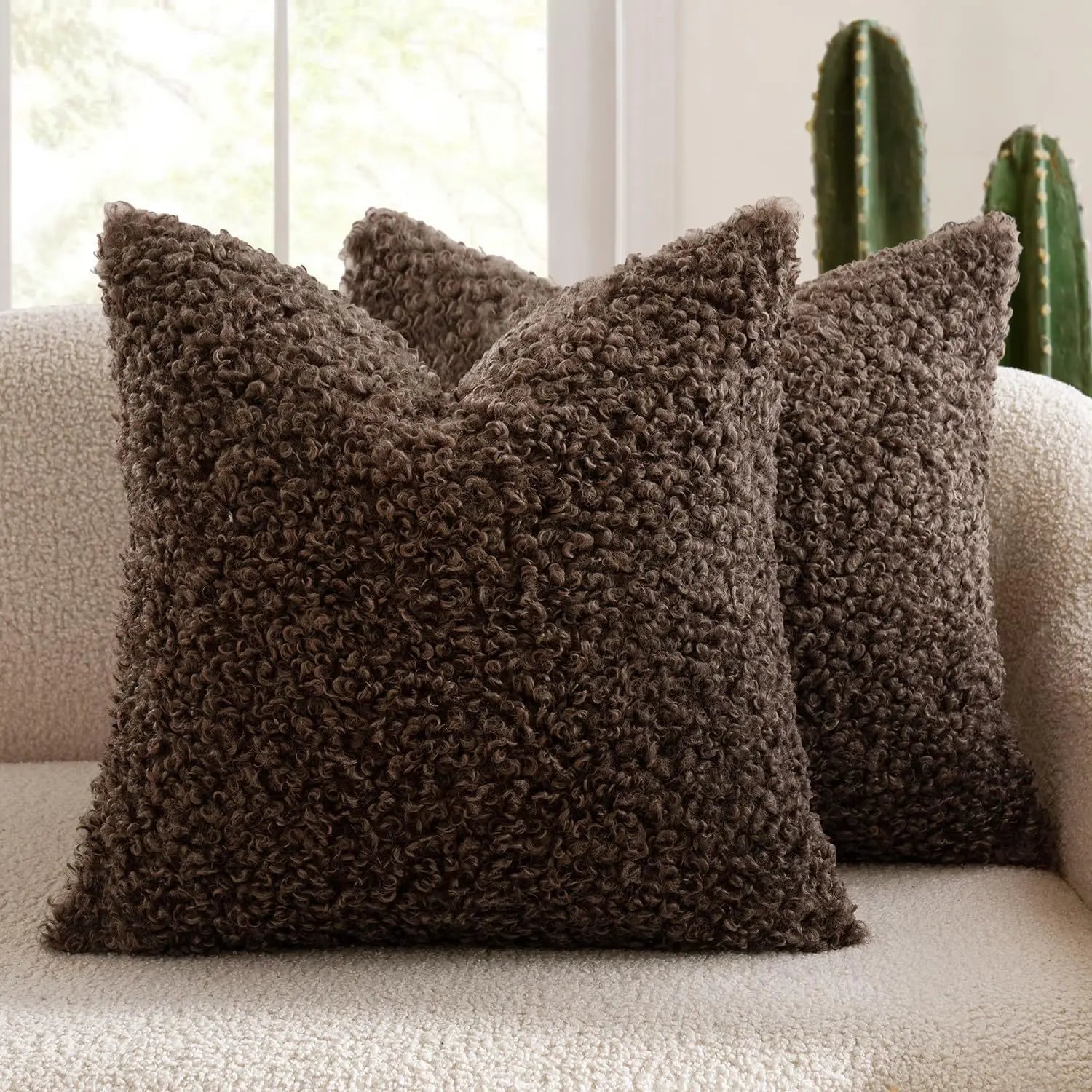 Housse De Coussin Laine Marron Foncé - Maison Coussin