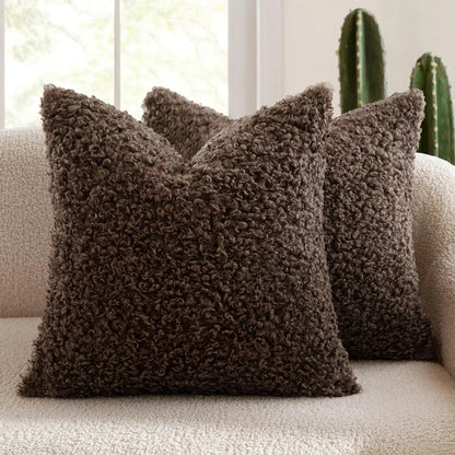 Housse De Coussin Laine Marron Foncé - Maison Coussin